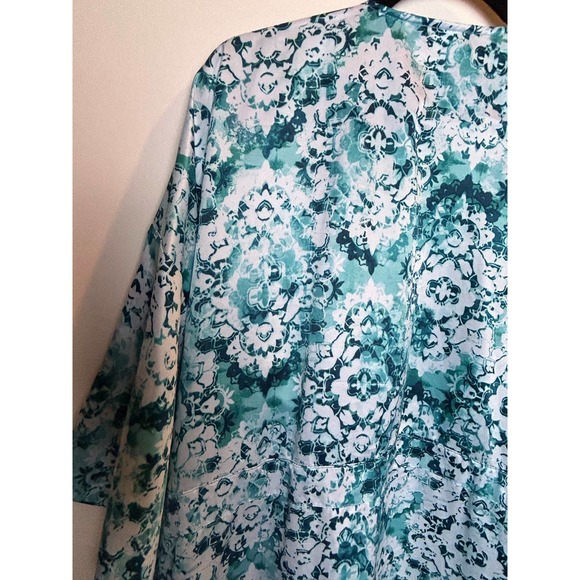 Vintage Linea Dontella Green Blur Floral Robe Lightweight L/XL - Picture 8 of 8